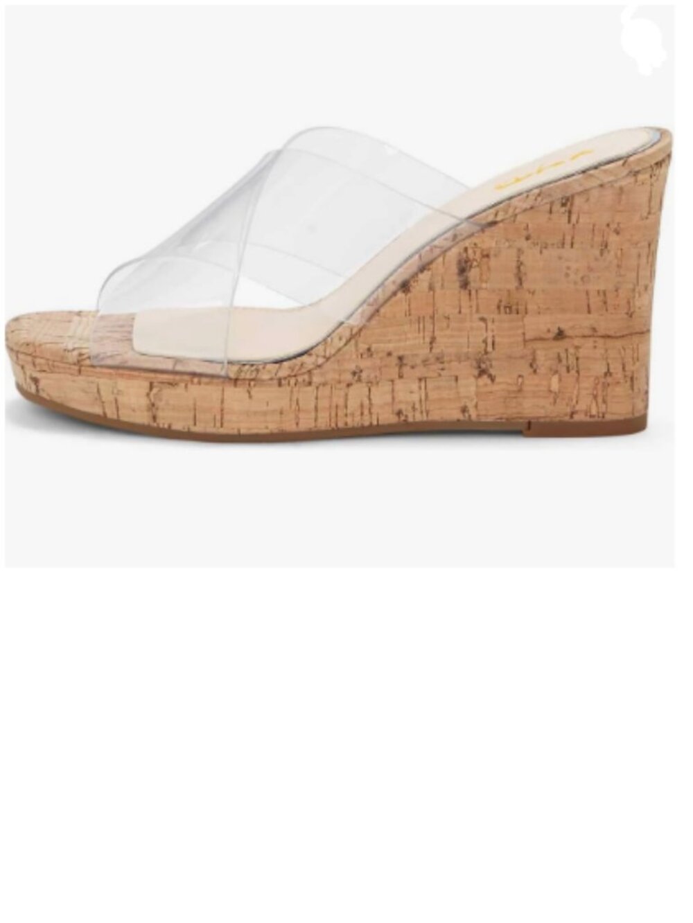 XYD Transparent Crossed Straps Cork Wedges Heels Low-platform Open Toe Mules